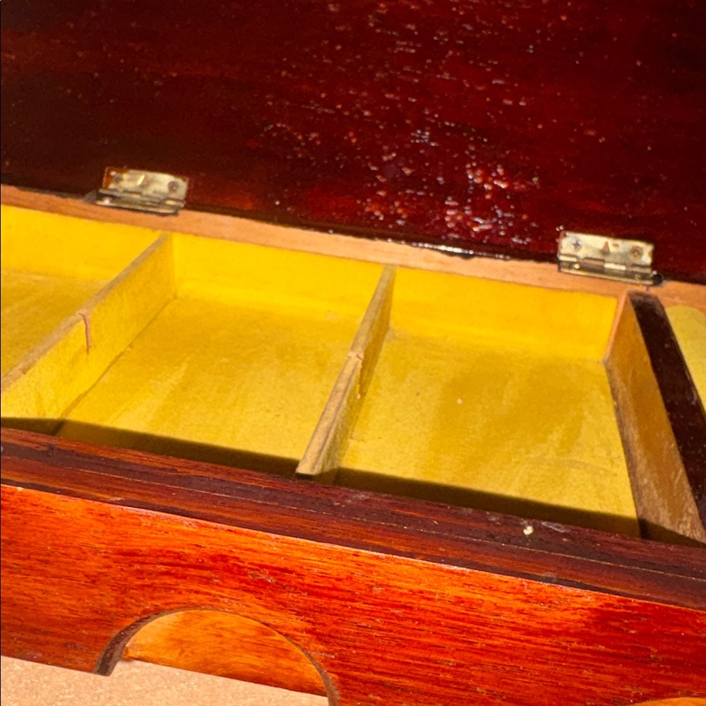 Handmade Vintage Wooden Jewelry Box Treasure Chest Stash Spot Lift Top/2 Drawer - Picture 16 of 17